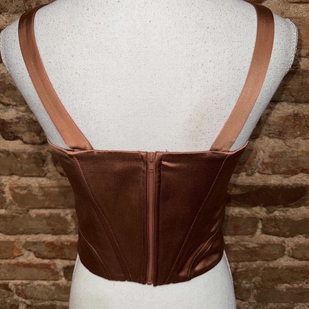 Jason Wu Copper Brown Bustier Corset Sz S Burlesque Shiny Satin Party Top EUC - Picture 4 of 9